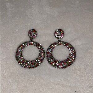 Multicolor Crystal Hoop Earrings